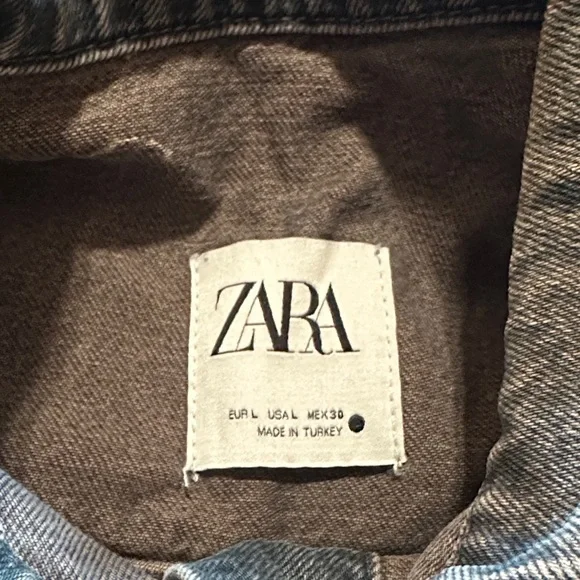 Zara Women's Charcoal Gray Black Wash Fade Long Shirt Dress Jacket - Picture 10 of 14